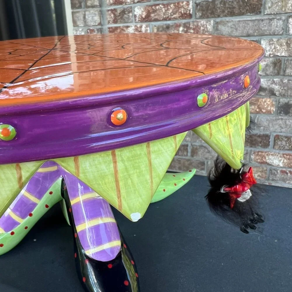 Dept 56 Patience Brewster witch feet Halloween spooky cake plate stand decor - Picture 14 of 15